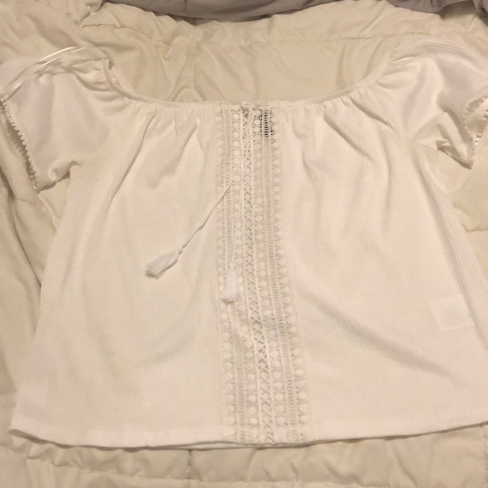 white, off shoulder top